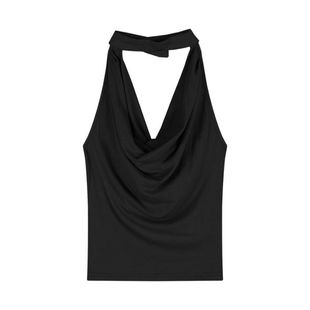 khaki Spice Girl Swing Collar Halter Camisole Women's Summer Outer Wearing New High-end Beautiful Backless Sleeveless Top