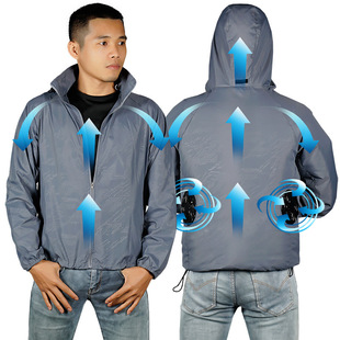 Summer outdoor sports fishing sun protection clothing men's summer cooling cooling fan clothing factory wholesale cross-border delivery