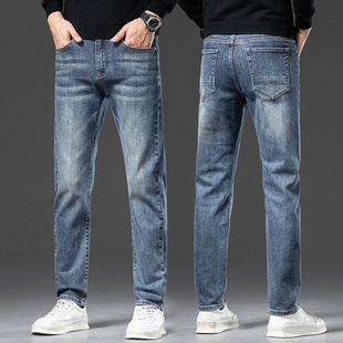 Winter fleece-lined Thickened Jeans Men's Warm Loose Straight Pants with Velvet Autumn and Winter Casual Pants for Men