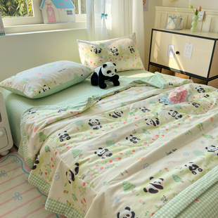 2025 spring and summer new cotton cotton printed summer quilt summer cool quilt four-piece air conditioning quilt quilt