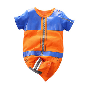 Summer baby jumpsuit cotton short-sleeved cartoon wind newborn clothes class a baby outside wear climbing clothes thin wholesale