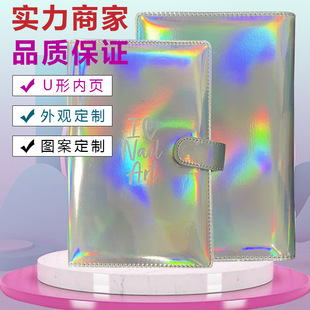 Laser 48 Card Pockets PU Pickup Card Book with Snap Button Three Grids Business Card Storage Book