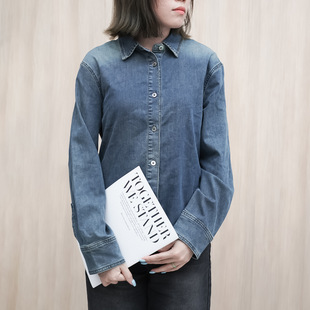 New Elegant Washed Denim Shirt Women Explosive Casual Long Sleeve Shirt Coat Top