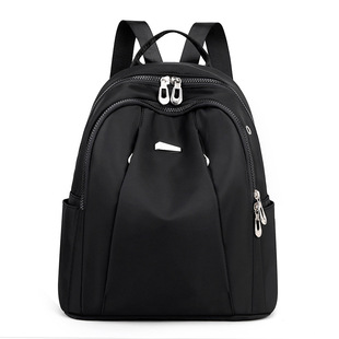 Solid Color Fashion Oxford Cloth Backpack Women's 2022 New Korean Style Elegant Large Capacity Simple Lightweight Travel Backpack