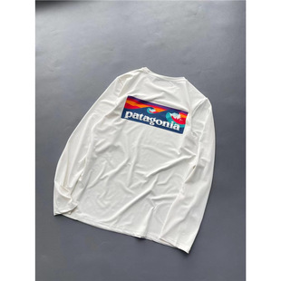 Foreign Trade Cross-border Japanese Single pata Bata Fly Fishing Straight Mouth Long Sleeve Loose Cotton Colorful Wave T-shirt Conia