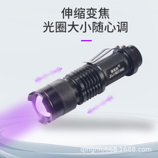 UV flashlight 365 money detector tobacco and wine anti-counterfeiting Jade identification 395nm Cat Moss fluorescent agent purple light detection lamp