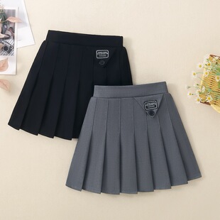 Girls' Pleated Skirt 2025 Spring and Autumn New Solid Color Skirt for Older Children Versatile Jk Short Skirt Autumn