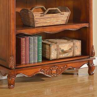 American-style solid wood bookcase study bookcase living room arch cabinet European-style retro bookshelf shelf floor wall cabinet