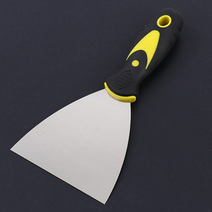 Source manufacturers two-color rubber handle Stainless Steel putty knife stainless steel blue handle putty knife oil knife mirror putty knife
