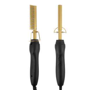 Cross-border Explosions Electric Heating Copper Comb Electric Straightening Comb Multifunctional Curling Rod 2-in -1 Household Straightening Hair Curler