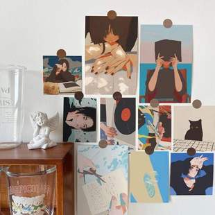 Dormitory wallpaper crayon small new wall sticker card poster cartoon room wall wall wall decoration photo background