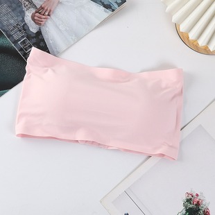 Cross-border Ice Silk one-line back breasted tube top underwear women's strapless anti-exposure underwear for students
