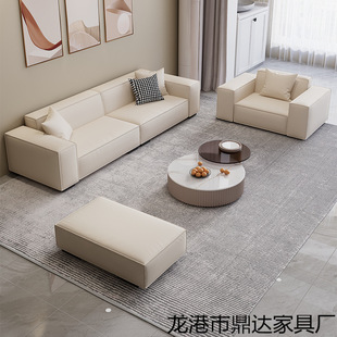 Dx Italian Minimalist Light Luxury Modern No-Wash Technology Cloth Three or Four Person Straight Row Fabric Square Module Tofu Block Sand