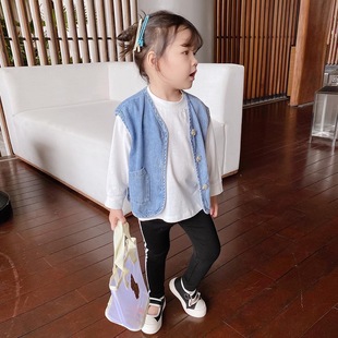 2024 Spring and Autumn Summer New Children's Vest Baby's All-match Waistcoat Trendy Cowboy and Boy's Vest