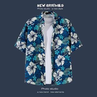 Flower shirt short sleeve Hainan island clothes beach clothes Sanya xiawei cross-border travel Men's couple casual loose coat