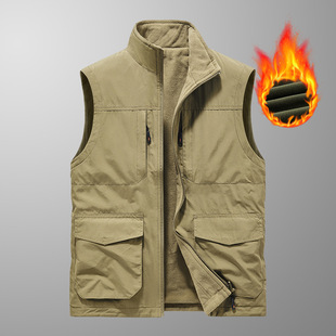 Cross-border extra-large double-sided men's waistcoat fashion brand overalls waistcoat autumn and winter casual velvet coat men's