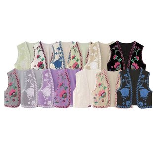 23 BB European and American style summer women's clothing New embroidered cardigan vest vest