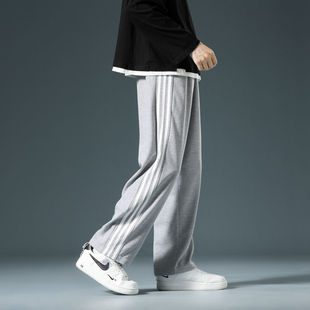 Pants Men's Loose Straight Korean-style All-match Men's and Women's Pants Trendy Brand Student's Pendant Three-bar Sports Pants