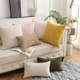 Ins Cross-border Amazon Solid Color Chenille Woven Pillow Case Living Room Sofa Model Room Bedroom Cushion Cover