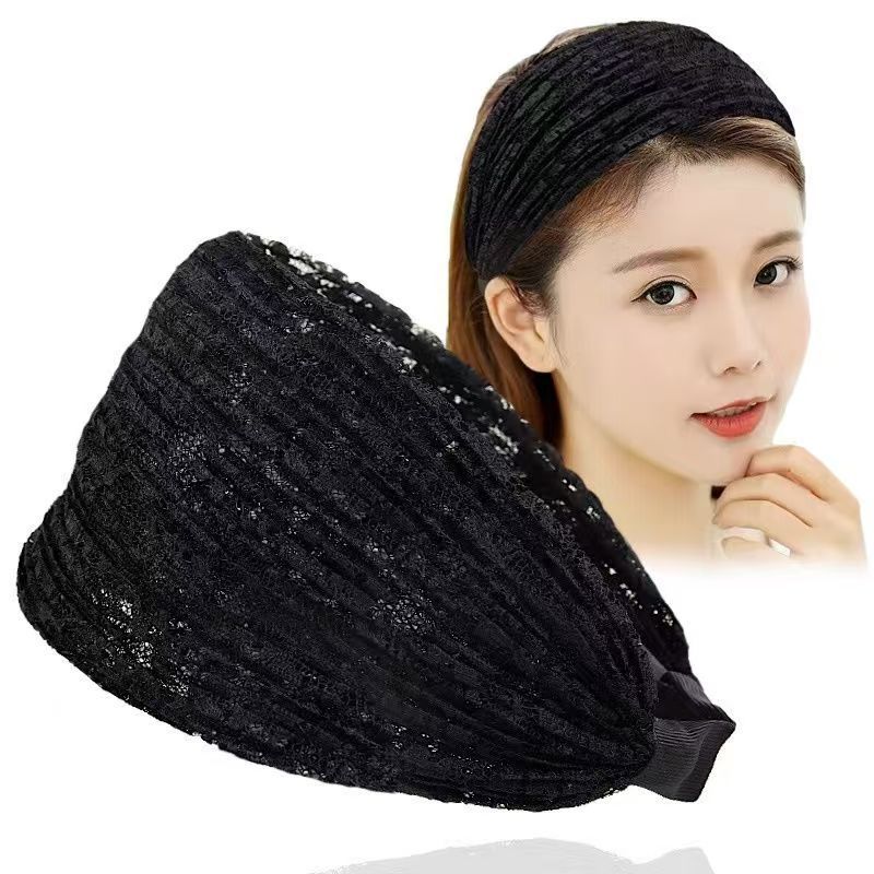 Cross-Border Foreign Trade Wide Lace Headband for Women, Hair Accessory for Covering Stray Hair, Face Washing, and Covering Gray Hair, Hair Net