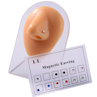 Cross-border new 12pc non-piercing nose nail non-perforated Diamond-embedded magnet lip nail small ear stud ear bone nail