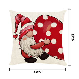 New Valentine's Day Linen Printed Pillow Amazon Cross Border Dwarfs Holiday Pillow Cover Living Room Sofa Pillow