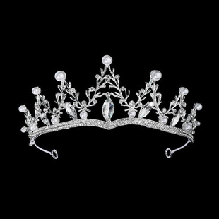 New European and American bridal crown Golden fashion branch shape pearl crown wedding dress headdress crown factory wholesale