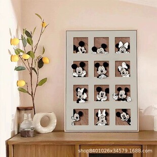 Black and White Mickey decorative painting panda desktop decoration painting living room sofa floor painting little red book net Red Live studio hanging painting