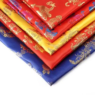 Dragon and Phoenix Pattern Bronzing Cloth Bronzing Satin Eight Beauty Satin Buddha Hall Ancient Suit Han Tang Fu Shou Satin