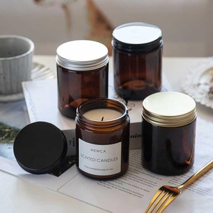 Glass Aromatherapy Candle Cup Tea Candlestick Cup DIY Candle Utensil Aromatherapy Glass Candle Empty Bottle with Lid Aromatherapy Bottle