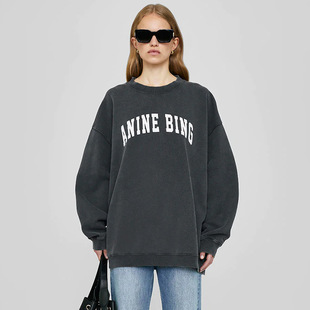23 Winter new North American niche AB classic letter print fried color washed fried snowflake Loose Women's sweater