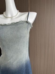 [L.LSTUDIO] Shahe Spring Retro Gradient Denim Sling Design Sexy Tight Waist dress 744