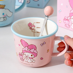 Керамическая кружка Sanrio Керамическая кружка Куломи Милая чашка с водой Шкала Детский завтрак Чашка с молоком Детский подарок на день рождения