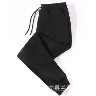 Fall/winter men's and women's fleece-lined thickened casual pants cotton toe sports pants plus size loose straight pants wholesale
