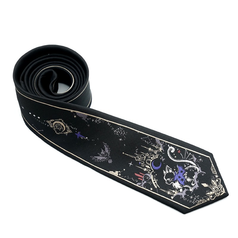 Manufacturer in stock [Magic Castle] original genuine JKDK men's and women's black embroidered hand tie accessories