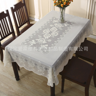 Factory European PVC Pearlescent Lace 3D Printing Household Rectangular Table Cloth Waterproof Oil-proof Tea Table Cloth