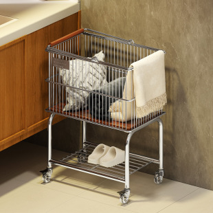 Ins High Beauty Value Light Luxury Movable Dirty Clothes Basket Yoga Mat Storage Basket Bathroom Clothes Storage Rack Cross-border Japan and South Korea