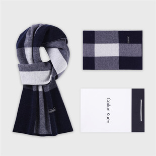 2024 New 100 Pure Wool Scarf Men's Winter Thickened Warm Korean Style All-match High-grade Knitted Scarf Gift
