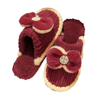 Wedding 2024 New Wedding Cotton Shoes Festive Red Pair New Wedding Bride Wedding Slippers
