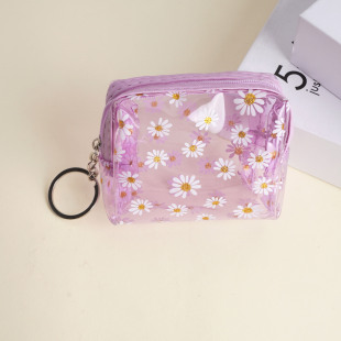 Korean Version Cute Ins Daisy Coin Purse Girly Heart Zipper Coin Bag Waterproof Portable Mini Wallet