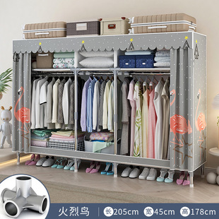 L Li 2 Simple Wardrobe Home Bedroom Assembly Cloth Wardrobe Rental Room Storage Full Steel Frame Thick Floor Wardrobe