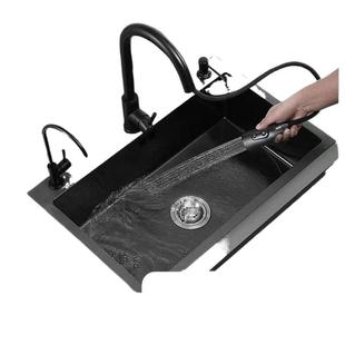 Special Thick Black Nano Stainless Steel Sink Antibacterial and Oil-free Large Single Sink Kitchen Vegetable Washing Pool Vegetable Washing Basin A Complete Set