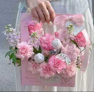 ✅ 520 Valentine's Day Gift for Girlfriend Rose Carnation Bouquet Satchel Gift Box Immortal Flower Soap Flower Gift