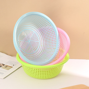 Plastic Round Vegetable Basket Multi-functional Kitchen Household Cleaning Fruit and Vegetable Drain Basket Thickeneded and Fall-resistant Vegetable Sink