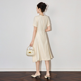 2502509-Nanyou Elegant Commuting Elegant Fashion Sense Waist Datety Atmospheric Linen dress Women's Spring New