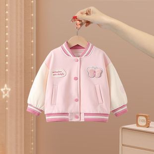 Girls' Coat Spring and Autumn 2025 New Baby Stylish Spring Top All-match Casual Children's Baseball Clothes