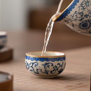 New Beige Ruyao Zen Small Tea Cup Master Cup Tea Tasting Cup Chinese Enamel Color High-end Home Tea Single Cup