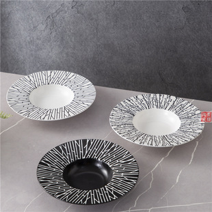 Ceramic Western Food Bowl Dinner Plate Snap Plate Shark Fin Bowl Straw Hat Bowl Fruit Plate Creative Simple Color Glaze Daily Tableware