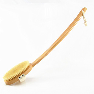 Wooden Handle Bath Brush Soft Wool Super Soft Beech Super Long Curved Handle Bristle Horse Bristle Removable Brush for Bathing Back Rubbing Bath Brush