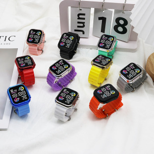 Electroplating New Fashion Couple LED Electronic Watch Cool Double Color Circle Student Sports Electronic Watch